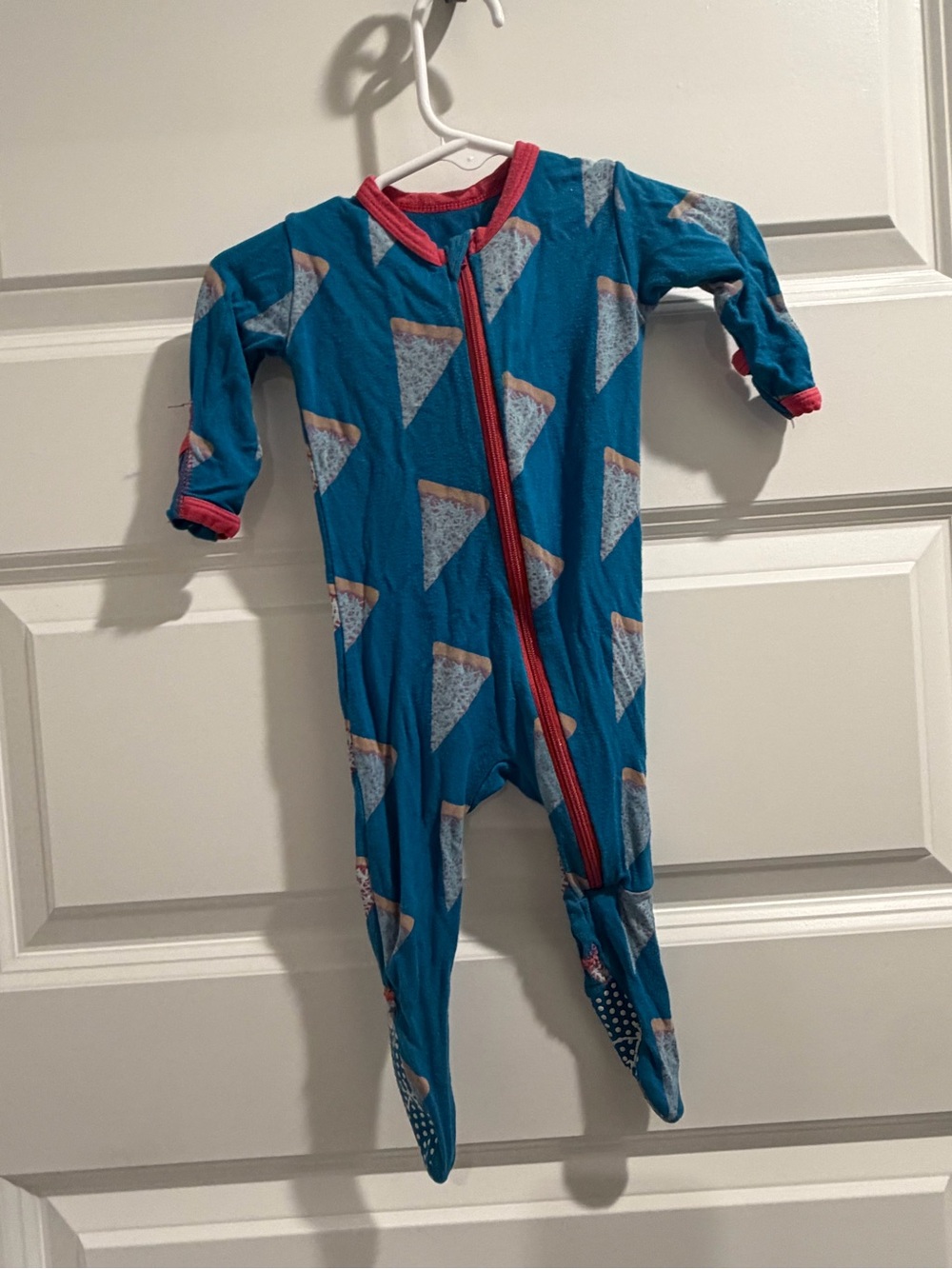 Kickee Pants Pizza Print Footed One-Piece with Pink Trim